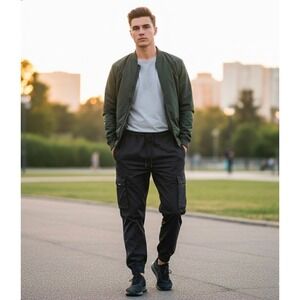 Smiths Workwear Men's Performance Cargo Jogger Pants Large Black Stretch Nylon